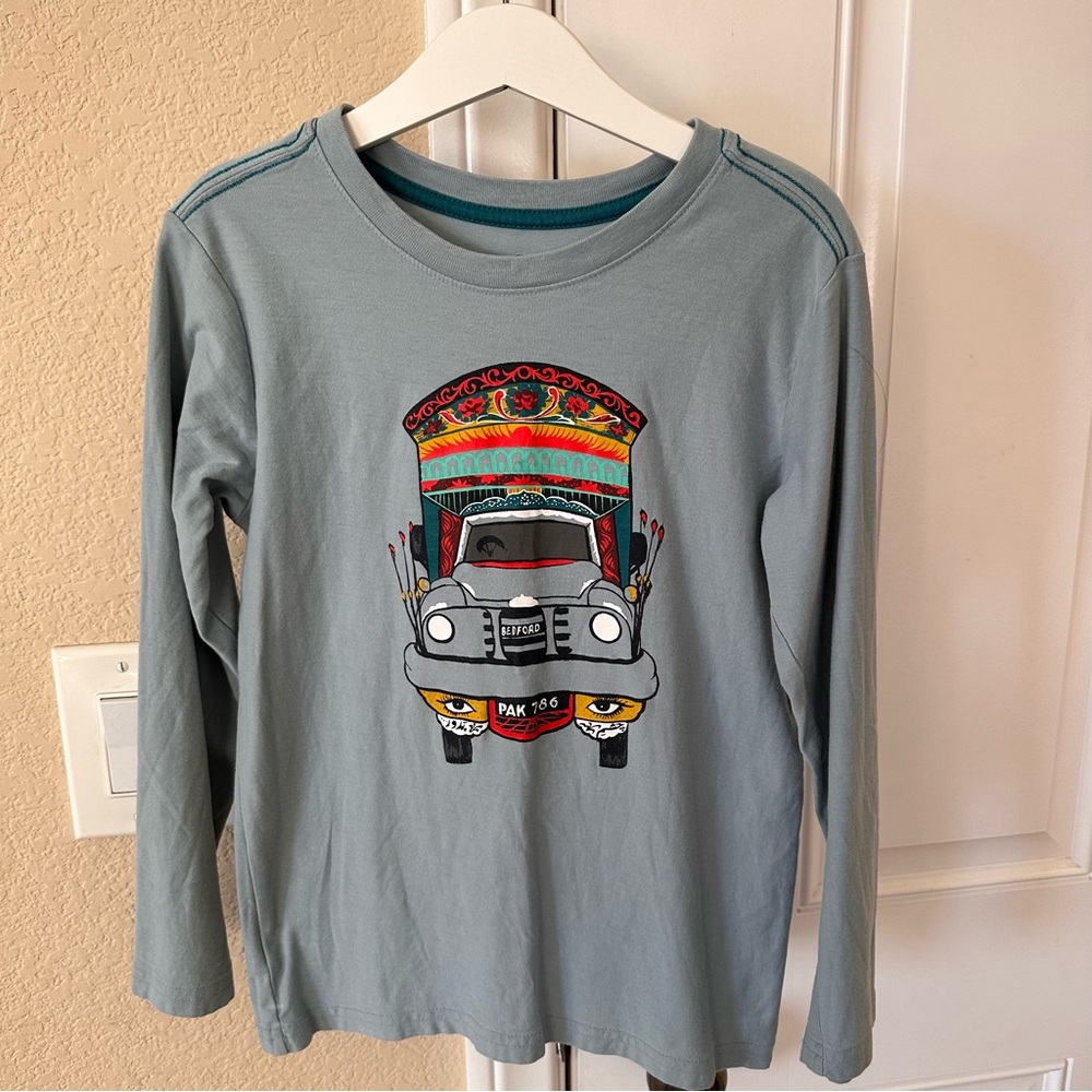 Tea Collection Blue Long-Sleeved Shirt with Decorative Design Size 8